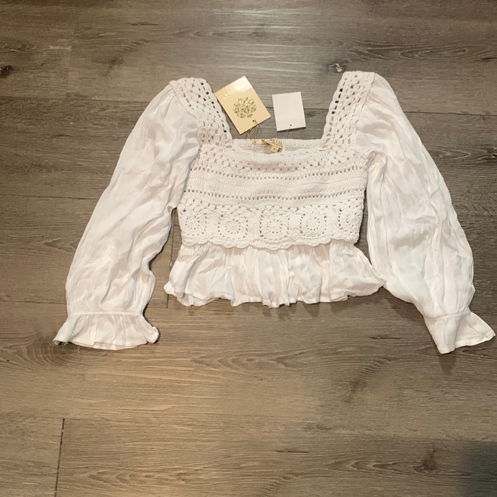 rebellion juniors woven white top